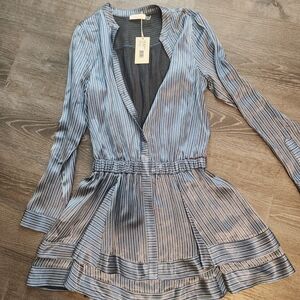 Ramy Brook Blue Striped Blouse